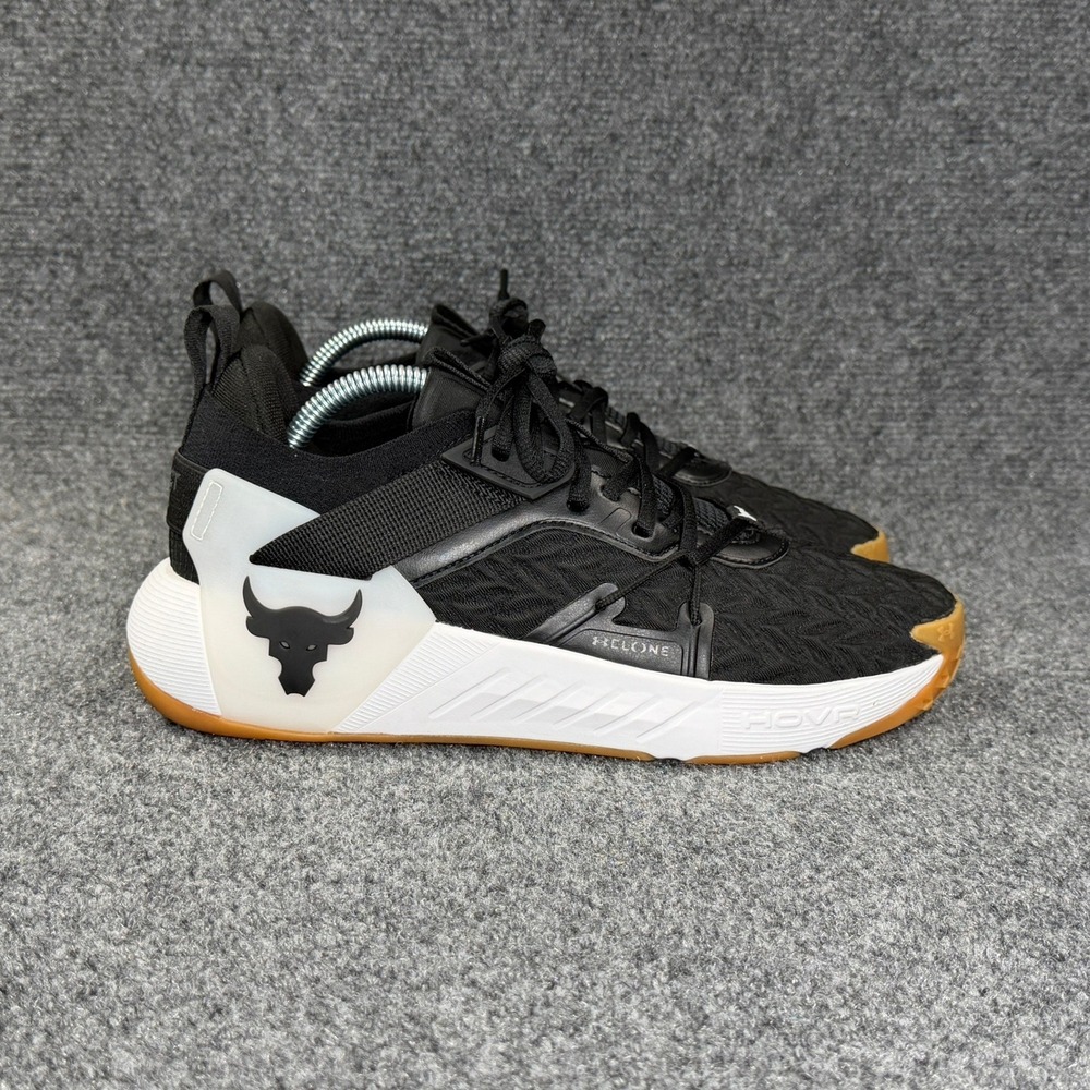 Under Armour Project Rock 6 Training Shoe Womens 10 Black White Athletic Running